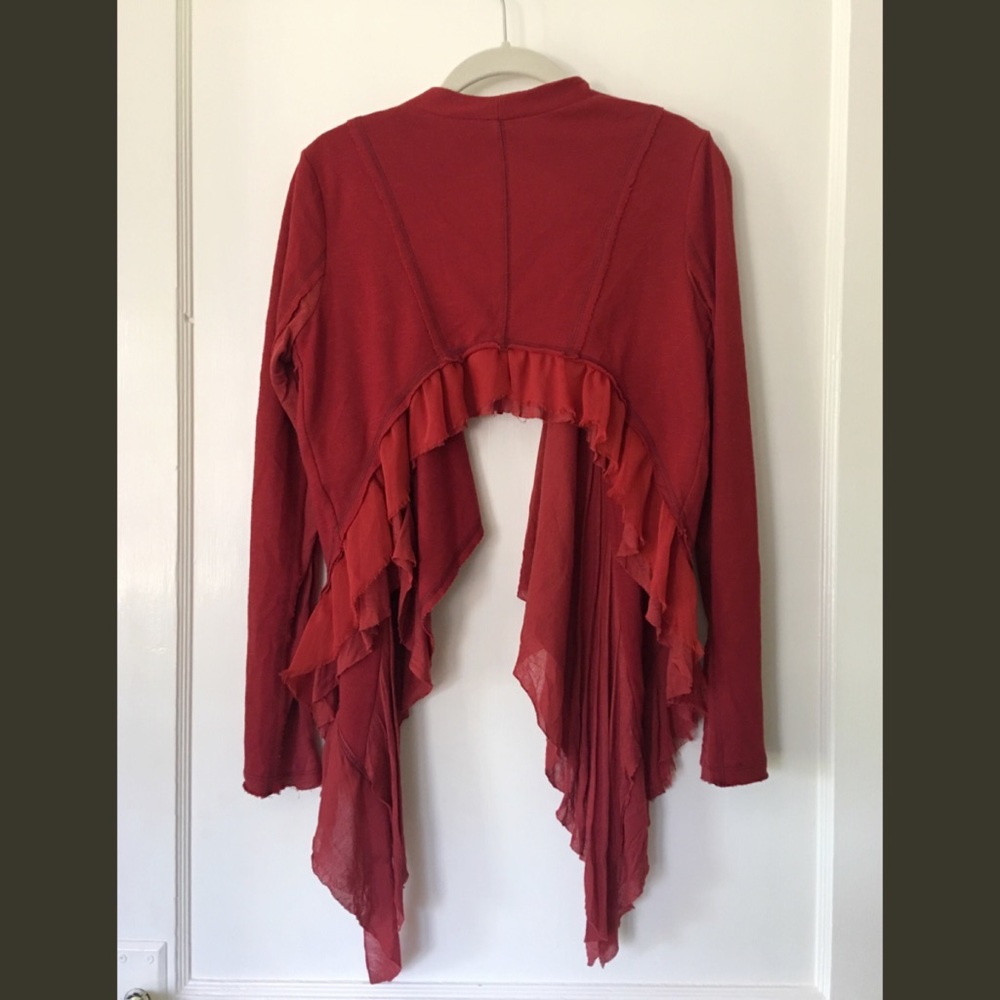 Free People High Low Ruffle Trim Cardigan- XS NWOT